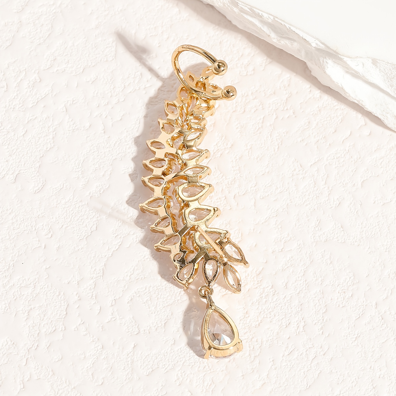 Women's Full-Inlaid Leaf Stud Earrings in Copper